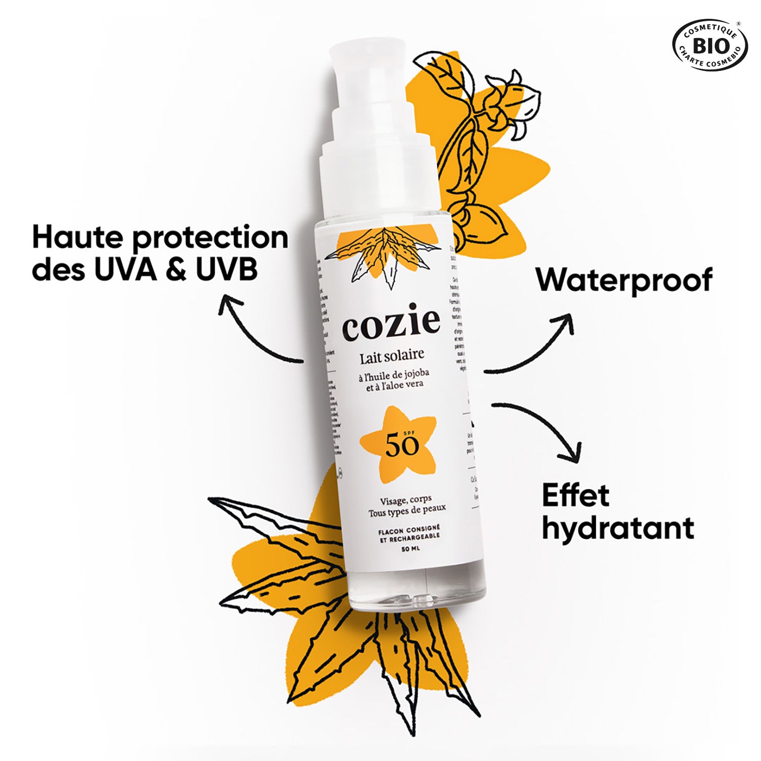 Cozie - Lait solaire SPF 50 en 50ml