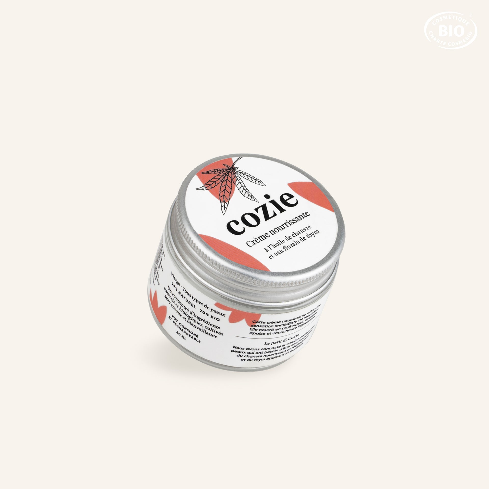 Crème nourrissante à l’huile de chanvre et eau florale de thym