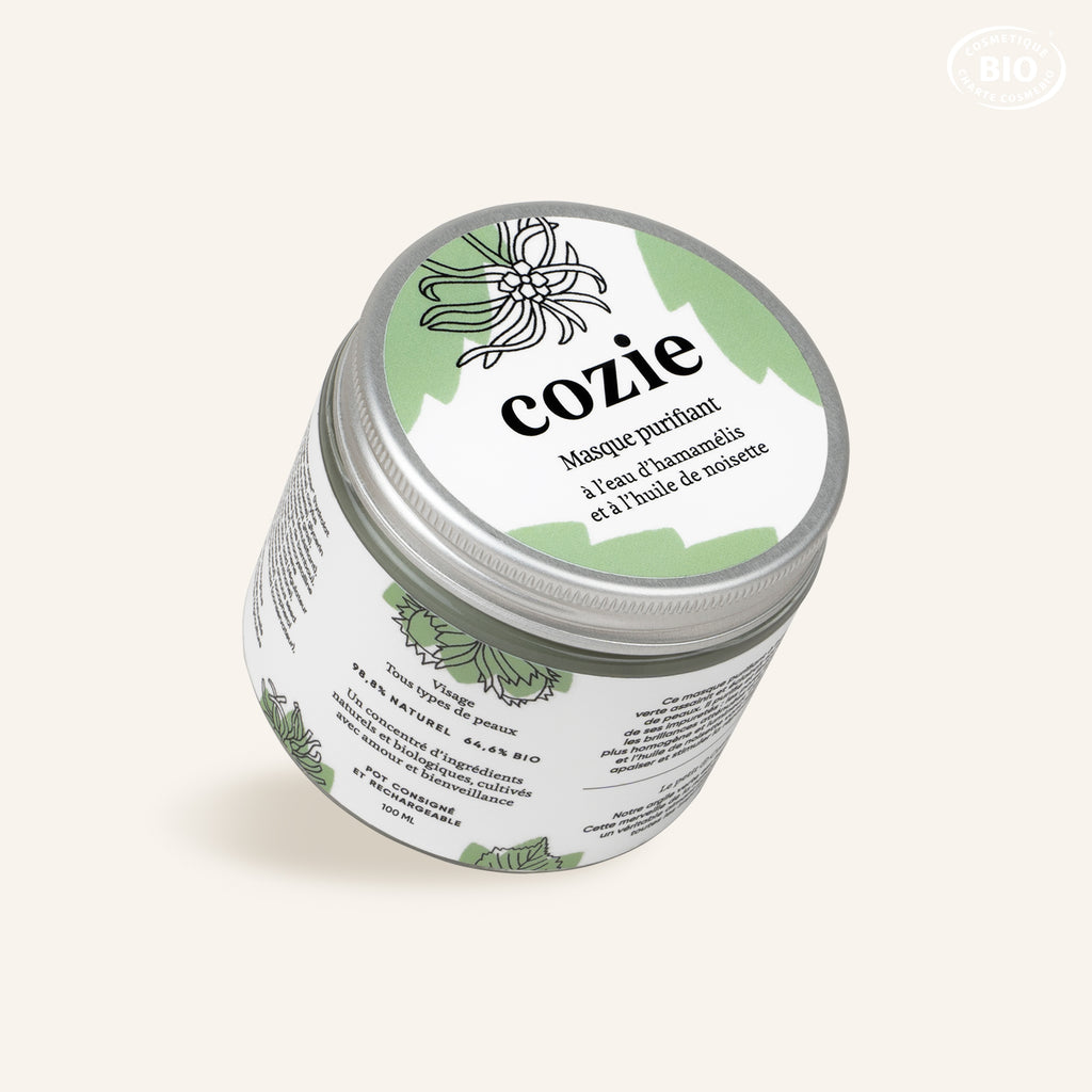 Masque visage purifiant à l’eau d’hamamélis et à l’huile de noisette