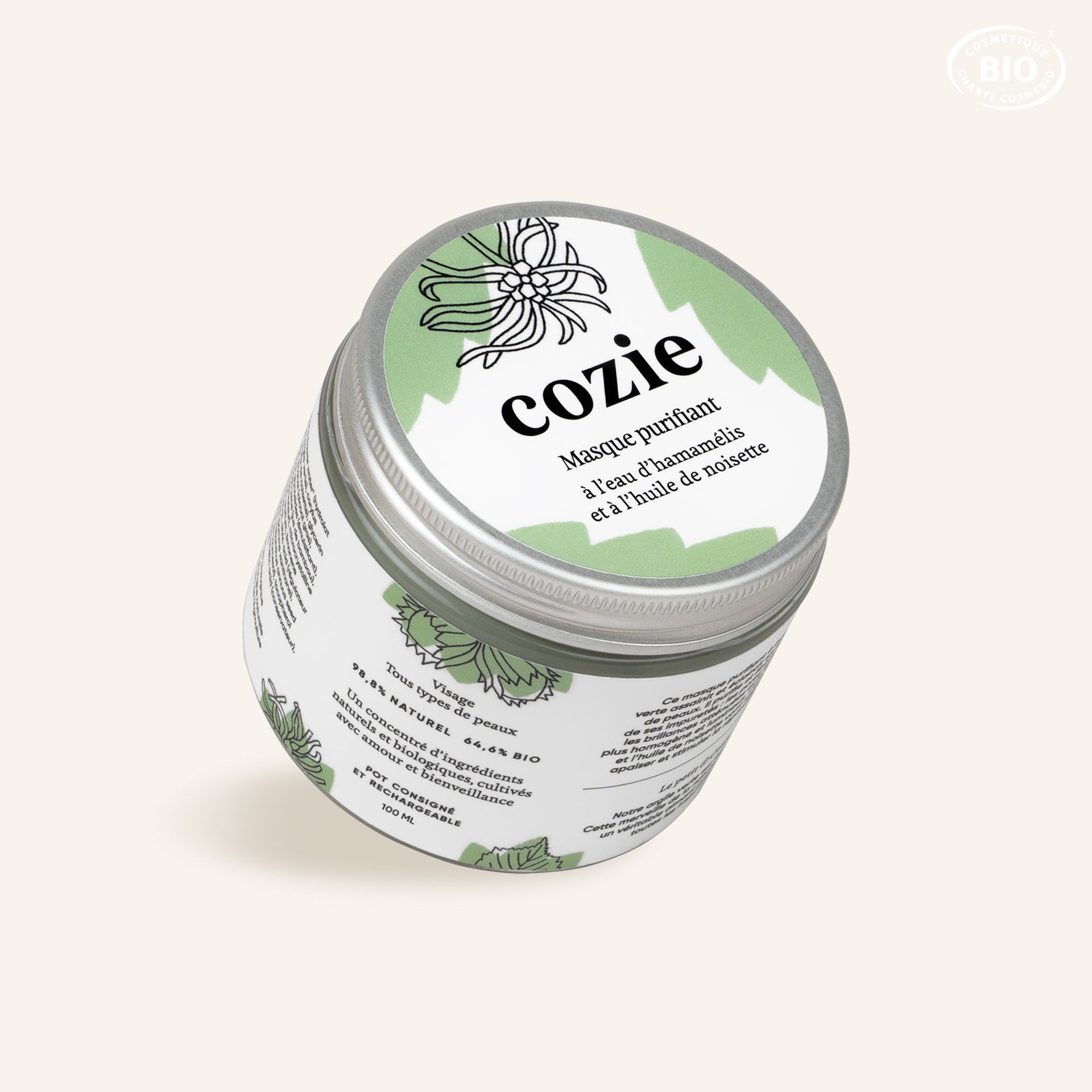 Masque visage purifiant à l’eau d’hamamélis et à l’huile de noisette